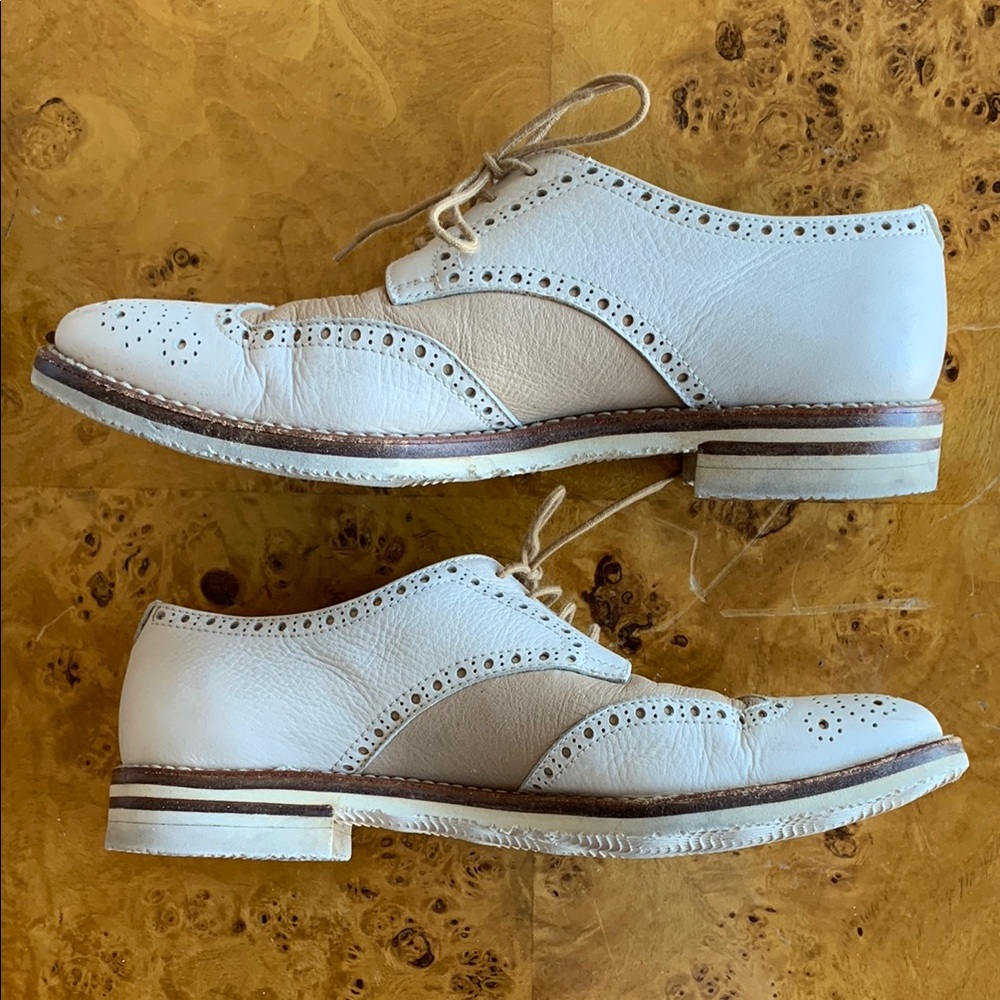 Gravati Italian White and Tan Leather Loafers Brogues - Picture 9 of 10